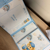 Бебешки персонализиран албум „Моята първа годинка“ - син с мече