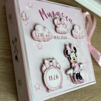 Албум за новородено с лепени страници 18х18 см., 12 листа - Мини Маус в розово