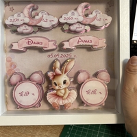 CRAFTONA Рамка визитка за новородено с 3д елементи - Зайче в розово