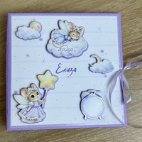 Албум за новородено с ринг механизъм 18х18 см., 12 листа – лилаво с мишлета