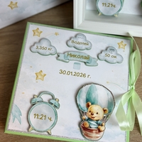 Албум за новородено с ринг механизъм 22х22 см., 12 листа - зелен Pooh