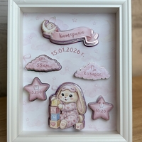 CRAFTONA Рамка визитка за новородено – розово зайче