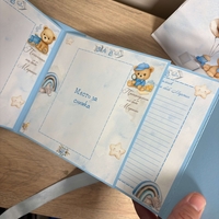 Бебешки персонализиран албум „Моята първа годинка“ - син с мече