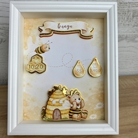 Рамка визитка за новородено - медена пчеличка