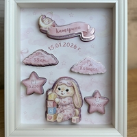 CRAFTONA Рамка визитка за новородено – розово зайче