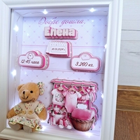 Рамка с 3D елементи и LED лампички за новородено