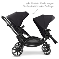 ABC Design Double Stroller Zoom 2 Coal Комбинирана Детска Количка за Близнаци