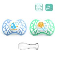  Анатомични биберони Nuvita 7081 AIR55 SYM, 2 броя, 6+, Сини 