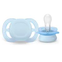 Philips AVENT SCF075/12 Комплект от 2 Броя Ортодонтски Силиконови Залъгалки Пастелни Цветове Ultra Start 0-2м+ в Кутия за Стерилизиране
