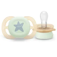 Philips AVENT SCF075/07 Комплект от 2 броя светещи в тъмното ортодонтични Ultra Start Night 0-2м в оранжево и лилаво с декор луна и звезди в кутия за стерилизиране