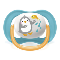 Philips AVENT SCF080/07 Комплект 2 Броя Ортодонтични Залъгалки Ultra Air Animals 6-18м+ Декорация Пингвин и Костенурка в Кутия за Стерилизиране