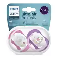 Philips AVENT SCF080/12 Комплект 2 Броя Ортодонтични Залъгалки Ultra Air Happy 0-6м+ с декорация Пингвин и Костенурка в Кутия за Стерилизиране