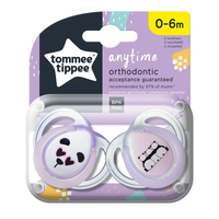 Tommee Tippee ОРТОДОНТИЧНИ ЗАЛЪГАЛКИ - ANYTIME 0-6М (2 бр./оп.) РОЗОВИ