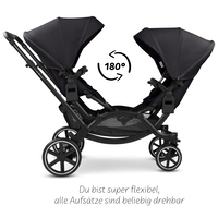 ABC Design Double Stroller Zoom 2 Coal Комбинирана Детска Количка за Близнаци