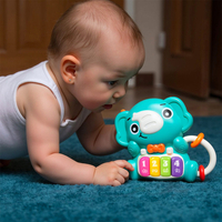 Playgro Elly's Melody Piano Музикална играчка от Забавен Образ на Слонче и Цветни Клавиши с 4 Мелодии и 5 Забавни Звука Удобна Дръжка с Цветна Мъниста