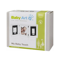 BABY ART ДЪРВЕНА ФОТО РАМКА ОТ 3 ЧАСТИ ЗА 2 ОТПЕЧАТЪКА И СНИМКА MY BABY TOUCH ОТ СЕРИЯТА TIMELESS CLASSIC НА БЯЛА РАМКА С БЯЛО ПАСПАРТУ