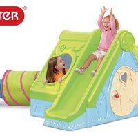  Пластмасова къща с пързалка и тунел Keter Funtivity 