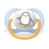 Philips AVENT SCF080/05 Комплект 2 Броя Ортодонтични Залъгалки Ultra Air Animals 0-6м+ Декорация Слон и Пингвин в Кутия за Стерилизиране