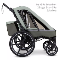 ABC Design Детска Количка за Колело Bicycle Trailer Tour Olive with 2 Comfort Seats & Air Wheels