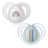 Tommee Tippee Ортодонтични Залъгалки Night Time 6-18M+ 2 Броя Бяла и Синя с Декор Дъга