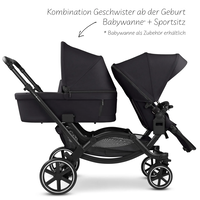 ABC Design Double Stroller Zoom 2 Coal Комбинирана Детска Количка за Близнаци