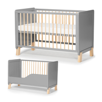 Дървено креватче KinderKraft NICO с матрак, Сиво