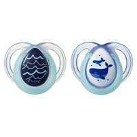 Tommee Tippee Ортодонтични Залъгалки Night Time 0-6M+ 2 броя Син Кит