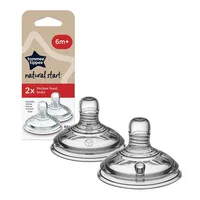 Tommee Tippee Natural Start ЗВЕЗДА Комплект от 2 броя Биберони  с бърз поток 4 капки с прорез за по-гъсти храни подходящи за бебета на възраст над 6 месеца