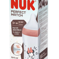 NUK Perfect Match Шише РР 260мл със Силиконов Биберон за Хранене M 3+ месеца Minnie Червено