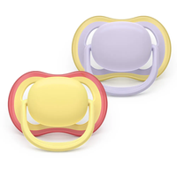 Philips AVENT SCF087/03 Комплект 2 Броя Ортодонтични Силиконови Залъгалки Ultra Air 0-6м+ Пастелни Цветове с Кутия за Стерилизиране