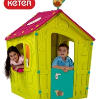 Пластмасова къща за игра Keter Magic Playhouse, Зелена/Синя/Розова 