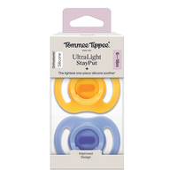 Tommee Tippee Ортодонтични Залъгалки Ultra Light Stay Put Силиконови от 0-6М+ 2 Броя Жълт и Син Цвят