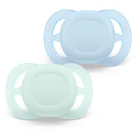 Philips AVENT SCF075/12 Комплект от 2 Броя Ортодонтски Силиконови Залъгалки Пастелни Цветове Ultra Start 0-2м+ в Кутия за Стерилизиране