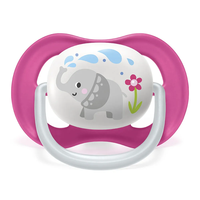 Philips AVENT SCF080/08 Комплект 2 Броя Ортодонтични Залъгалки Ultra Air Animals 6-18м+ Декорация Слон и Пингвин в Кутия за Стерилизиране