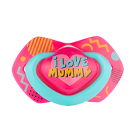 К-кт силиконови залъгалки със симетрична форма 2 бр, Neon Love  18м+