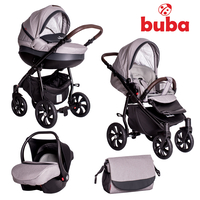 Бебешка количка Buba Estilo 932, 3 в 1, Черна/Светлосива