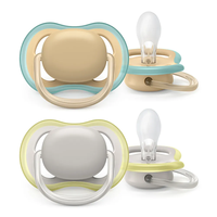 Philips AVENT SCF085/15 Комплект 2 Броя Ортодонтични Залъгалки Ultra Air в Кутия за Стерилизиране от 0м+