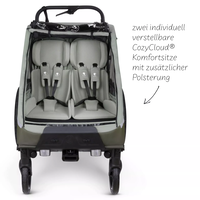 ABC Design Детска Количка за Колело Bicycle Trailer Tour Olive with 2 Comfort Seats & Air Wheels