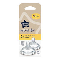 Tommee Tippee Natural Start MEDIUM FLOW Комплект от 2 Броя Биберони 2 капки Подходящи за Бебета на Възраст 3+ месеца
