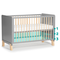 Дървено креватче KinderKraft NICO с матрак, Сиво
