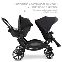 ABC Design Double Stroller Zoom 2 Coal Комбинирана Детска Количка за Близнаци