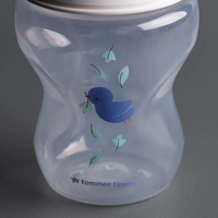 Tommee Tippee Natural Start Самостерилизиращо Бебешко Шише за Хранене с Декорация Синьо Птиче 260 мл с Биберон с Бавен Поток 1 Капка 0м+