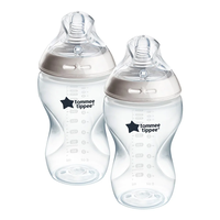Tommee Tippee Natural Start САМОСТЕРИЛИЗИРАЩ се Комплект от 2 броя бебешки шишета 340мл. за хранене  с биберон със среден поток 3м+