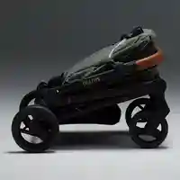 Mutsy NIO Sea Green Модулна детска количка 2 в 1 комплект с черно шаси със седалка и кош за новородено и кожени елементи
