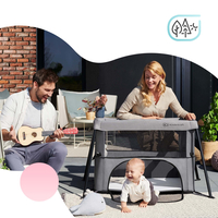 Бебешка кошара сгъваема KinderKraft MOVI, Сива
