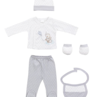 Interbaby Детски Комплект за Изписване Сив 5 Части 0-6М+ DSET03