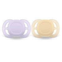 Philips AVENT SCF075/01 Комплект от 2 броя ортодонтични залъгалки за новородени Ultra Start 0-2м в оранжево и лилаво в кутия за стерилизиране