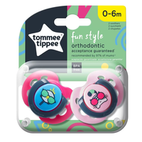 Tommee Tippee ОРТОДОНТИЧНИ ЗАЛЪГАЛКИ - FUN STYLE 0-6М (2 бр./оп) ПИЛЕ/КОТКА