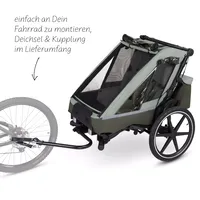 ABC Design Детска Количка за Колело Bicycle Trailer Tour Olive with 2 Comfort Seats & Air Wheels