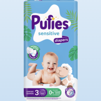 Pufies Diapers Sensitive MP 3 Midi Пелени за Бебета 6-10кг по 62 Броя